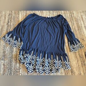 Fever Asymmetrical Blue Embellished Tunic